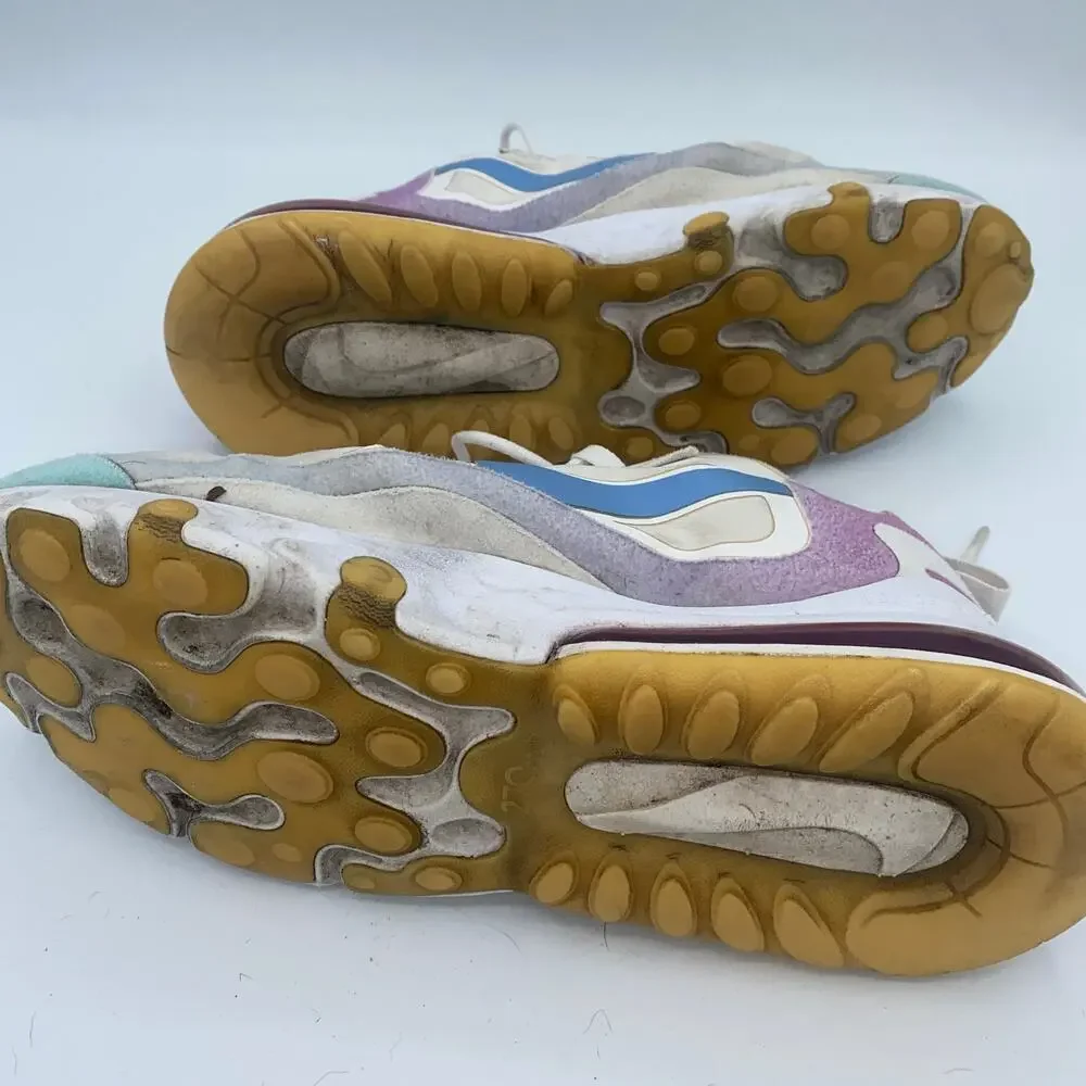 Nike React Athletic Lace-Up White Purple llue Sneakers Women's 8.5 AT6174-102